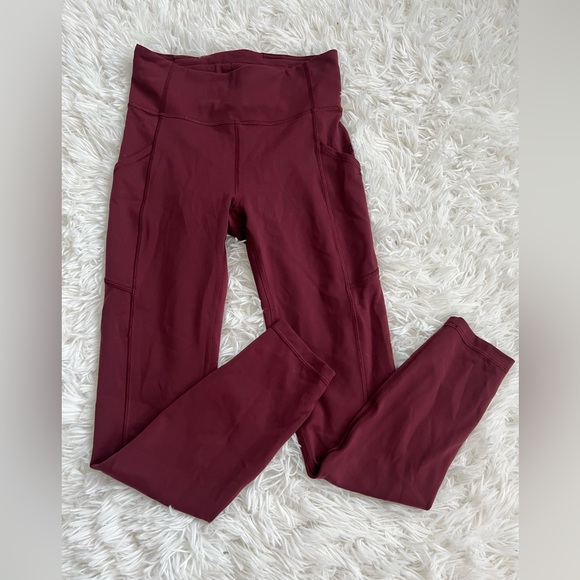 Lululemon Invigorate High-Rise Tight 25" Red Merlot w/ Pockets - Size 4 - Picture 2 of 9